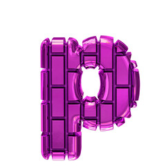 Symbol made of purple vertical bricks. letter p - obrazy, fototapety, plakaty