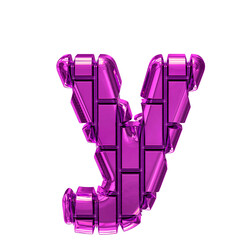 Symbol made of purple vertical bricks. letter y