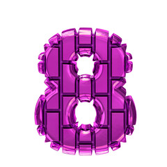 Symbol made of purple vertical bricks. number 8