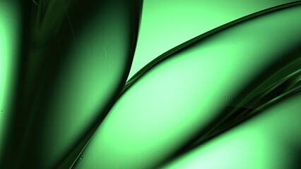 Green Glass Refreshing Fresh Refraction and Reflection Elegant Modern 3D Rendering Abstract Background