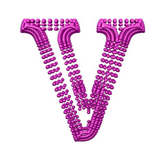 Symbol of small purple spheres. letter v