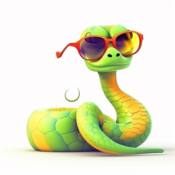 A snake in sunglasses. AI Generated
