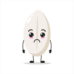 Cute sad rice character. Funny unhappy food cartoon emoticon in flat style. closet vector illustration