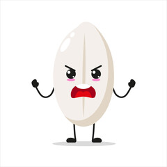 Cute furious rice character. Temperament food cartoon emoticon in flat style. closet vector illustration