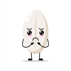 Cute gloomy rice character. Funny sad food cartoon emoticon in flat style. closet vector illustration