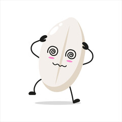 Cute dizzy rice character. Funny confused food cartoon emoticon in flat style. closet vector illustration