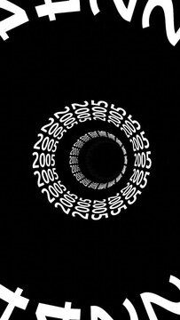 Vertical video 2000 to 2024 year countdown time tunnel  animation
