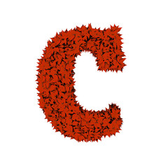 Symbol from red leaves. letter c