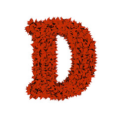 Symbol from red leaves. letter d