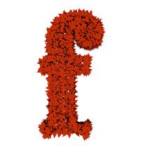 Symbol from red leaves. letter f