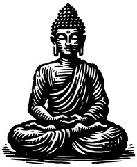 Buddha Meditating Linocut