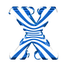 White symbol with blue straps. letter x