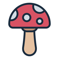 Mushroom colorful filled line icon