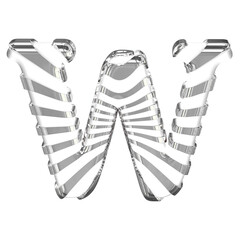 White symbol with silver straps. letter w