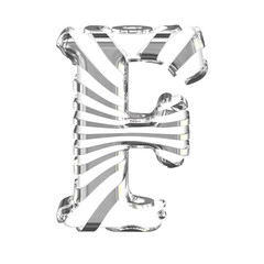 White symbol with silver straps. letter f