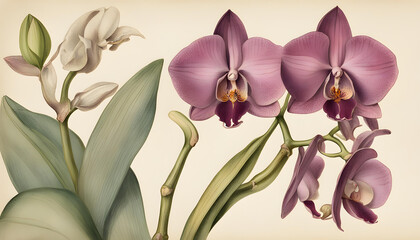 An ancient botanical illustration of Orchid