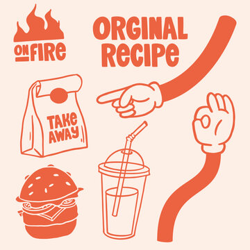 Hand drawn burger vector doodle. Hamburger sketch illustration for print, web and infographics.