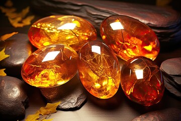 Amber Delight: Radiant Natural Design in Warm Glow of Amber Stones