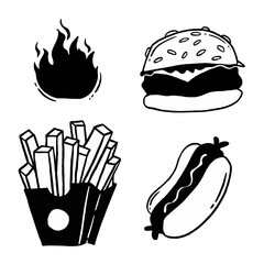 Hand drawn fast food sketch illustration. Retro vintage style.