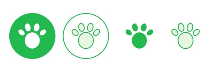 Paw icon set. paw print icon vector. dog or cat paw - obrazy, fototapety, plakaty