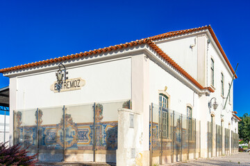 Side  facade of the railway station in the Alentejo city of Estremoz