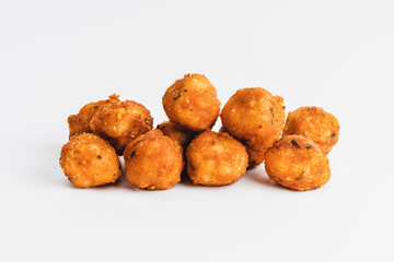 Chicken Breaded Fillet.Fast food. Breaded Chicken Inner Fillet on a White Background,Chicken Breaded Raw Meat. Fast cooking. Breaded chicken nuggets. Homemade food at home.