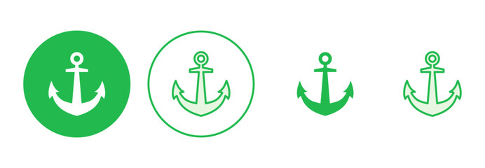 Anchor icon set. Anchor symbol logo. Anchor marine icon.