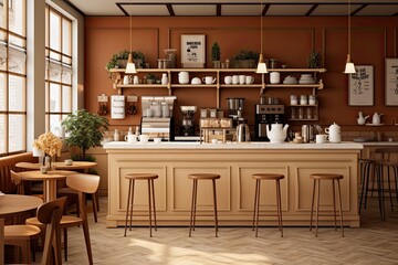 Coffee Shop Scene: Warm & Cozy Design with Cappuccino Color