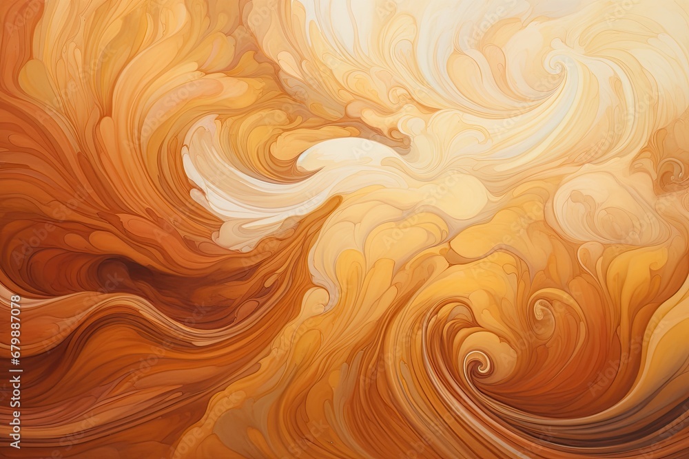 Aufkleber caramel color: wavy fragment of artwork on paper with captivating pattern