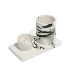 White background photos of modern black and white marble incense holder