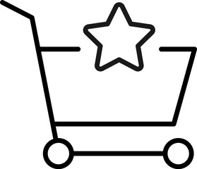 Shopping Cart by Star Vector Icon for Shops and Stores. Suitable for books, stores, shops. Editable stroke in minimalistic outline style. Symbol for design