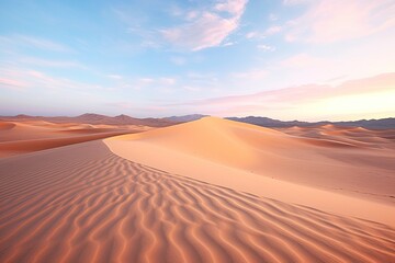 Fototapeta na wymiar Beige Serenity: Captivating Desert Landscape with Sand Dunes in Natural Tones