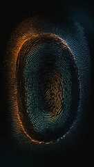 Partial fingerprint on dark background. Minimal abstract rime or mystery concept. Cybersecurity idea. With copy space.