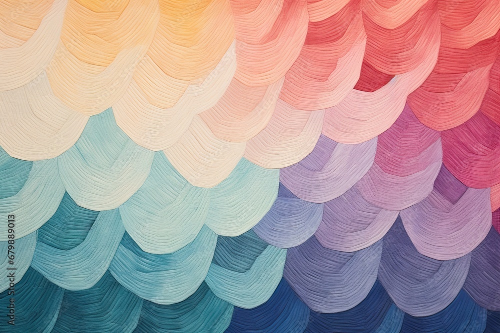 Poster color scheme: a fragmented artwork on paper with wavy patterns