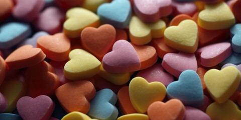 Heart-shaped sweets of various flavors. - obrazy, fototapety, plakaty