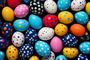 Fototapeta na wymiar Colorful Eggs on Seamless Modern Dotted Background