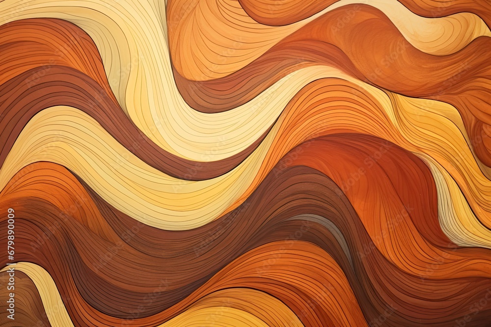 Poster complementary colors for brown: fragment of artwork on paper with wavy pattern