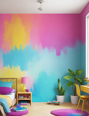 Colorful painting background on room, ai generated