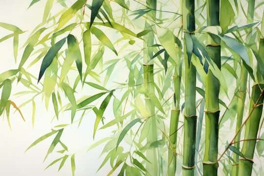 watercolor bamboo painting bamboo Background Bamboo watercolor stems and leaves