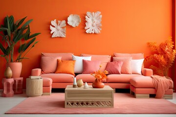 Vibrant Cheer: Coral Color Stylish Backdrop for a Cheerful Design