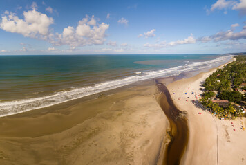 Aerial view of Cururupe beach in Ilhéus Bahia Brazil.
