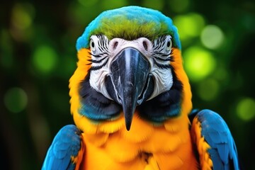Fototapeta premium A beautiful blue macaw in free nature.