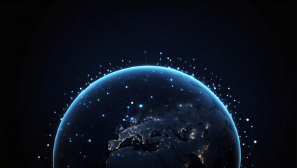 Global communication network, global social network, backdrop with copy space