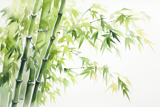 watercolor bamboo painting bamboo Background Bamboo watercolor stems and leaves