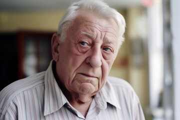 Fototapeta na wymiar An Aging Mind: The Worried Expression of an Elderly Man Battling Alzheimer's Disease