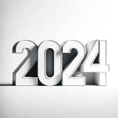The numerals '2024' prominently displayed against a plain white background. The numbers are designed in a modern, bold font, creating a striking contrast with the simplicity of the background.