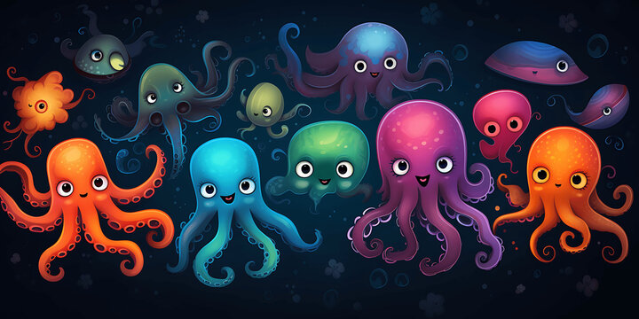 Dibujos infantiles de pulpos y calamares