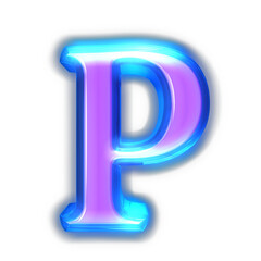 Purple symbol glowing around the edges. letter p - obrazy, fototapety, plakaty