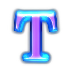 Purple symbol glowing around the edges. letter t
