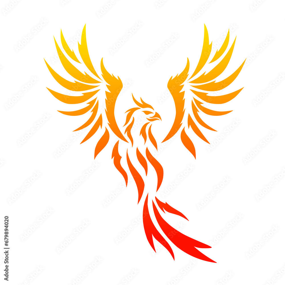 Wall mural vector graphic illustration of tribal art fire phoenix tattoo